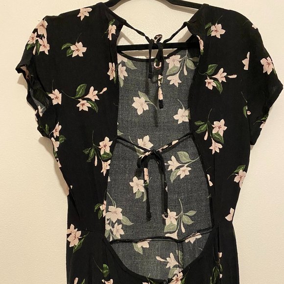 Floral Long Dress with high slit and tie back - Picture 7 of 7